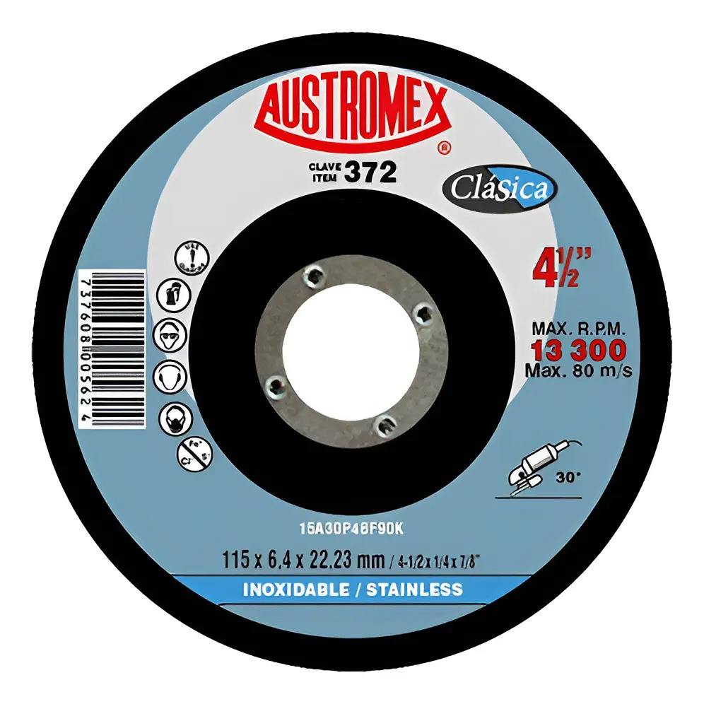 Disco 4-1/2" Desb Inox AUX372 Austromex para Corte y Desbaste