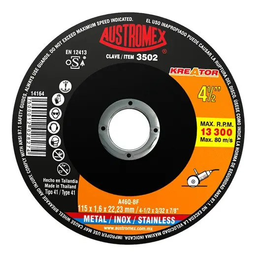 Disco 4-1/2" Kreator Inox AUX3502 Austromex para Corte y Desbaste