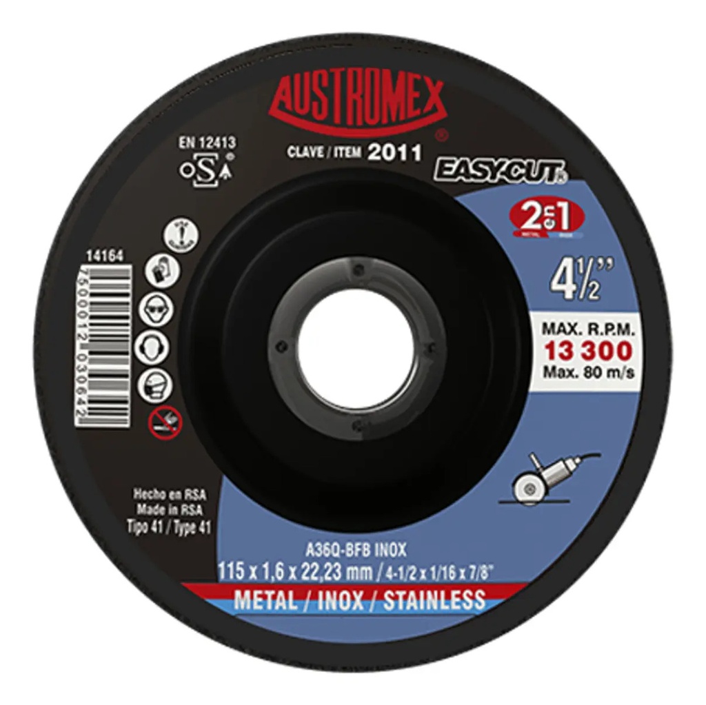 Disco 4-1/2" Metal AUX2011 Austromex para Corte y Desbaste