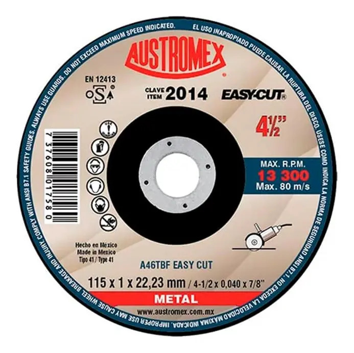 Disco 4-1/2" Metal AUX2014 Austromex para Corte y Desbaste