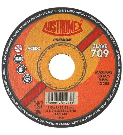 Disco 4-1/2" Metal AUX709 Austromex para Corte y Desbaste