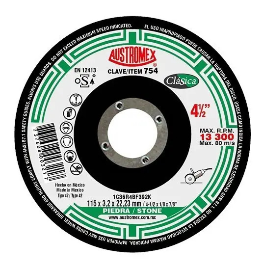 Disco 4-1/2" Piedra AUX754 Austromex para Corte y Desbaste