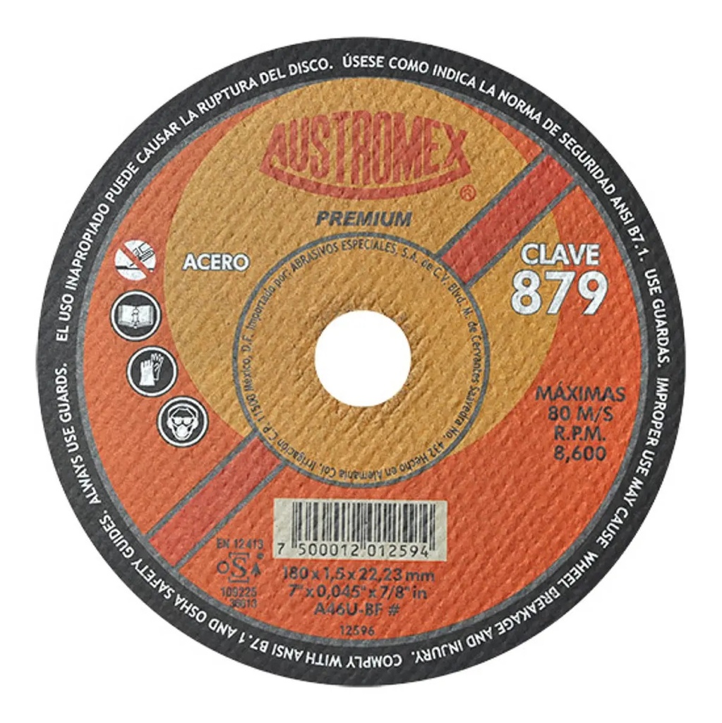 Disco 7" Acero ES879 Austromex para Corte y Desbaste