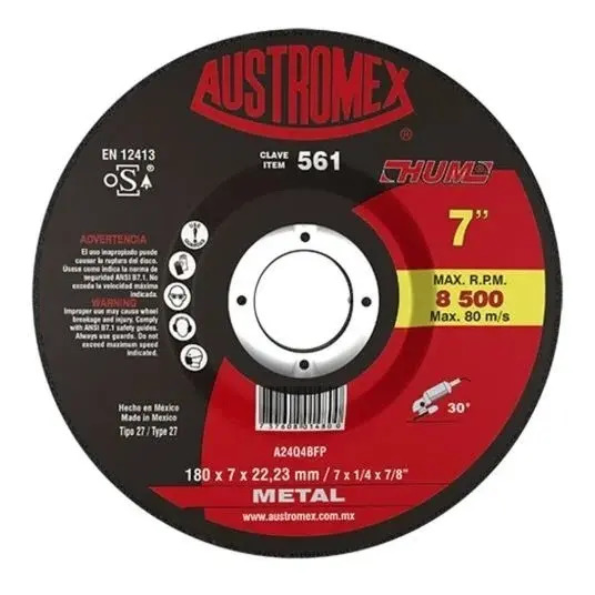 Disco 7" Desb Metal AUX561 Austromex para Corte y Desbaste