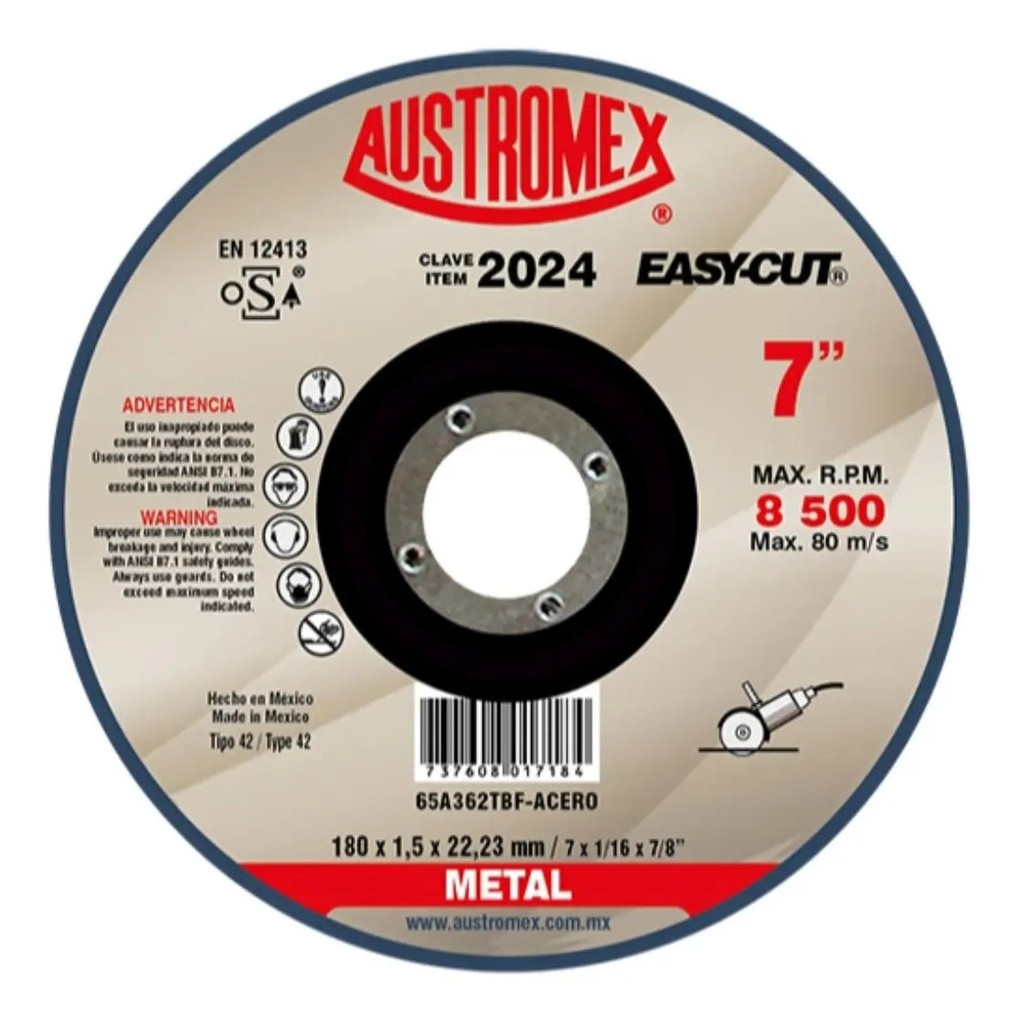Disco 7" Metal AUX2024 Austromex para Corte y Desbaste
