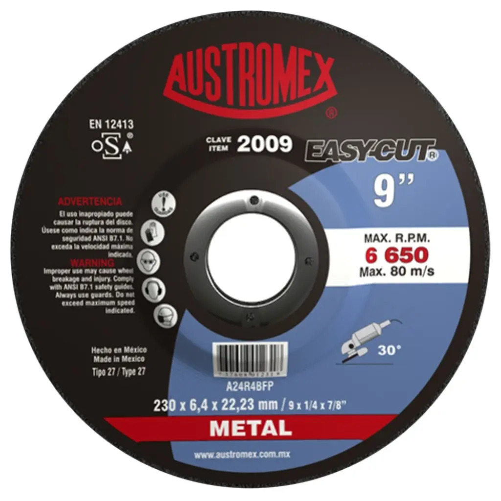 Disco 9" Desb Metal AUX2009 Austromex para Corte y Desbaste