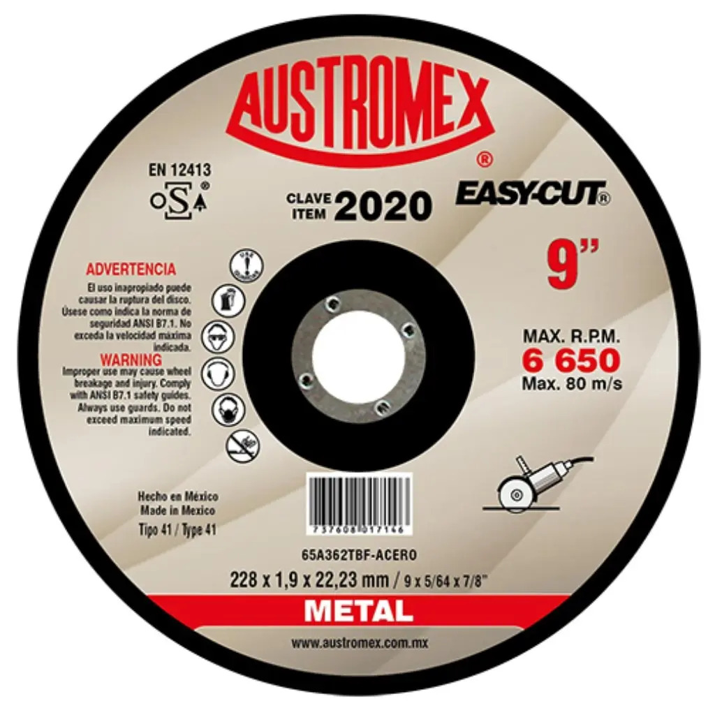 Disco 9" Metal AUX2020 Austromex para Corte y Desbaste