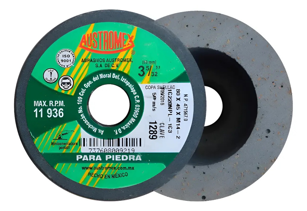 [BE-B09219] Piedra M14 Shellac Gris AUX1289 Austromex para Preparar Superficie