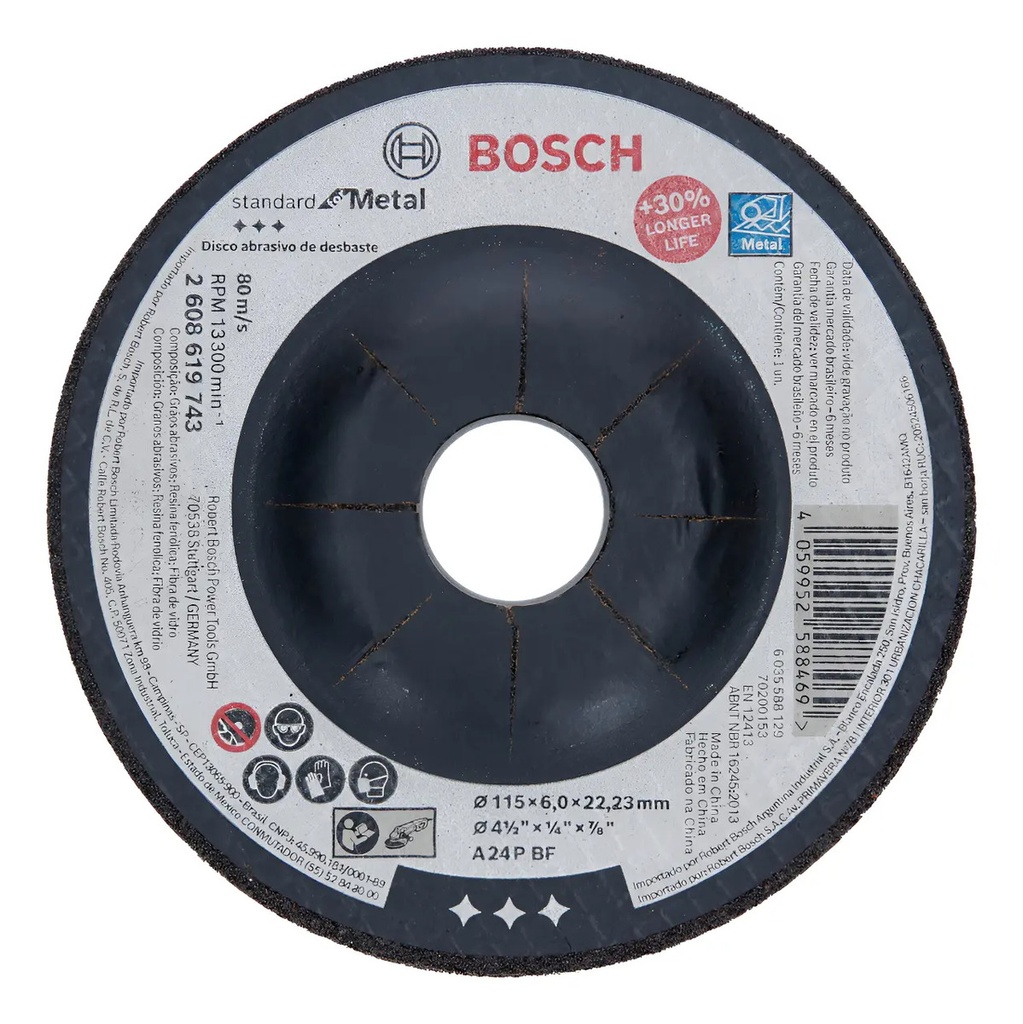 Disco 4-1/2" Desb Met Bosch 619743 para Corte y Desbaste