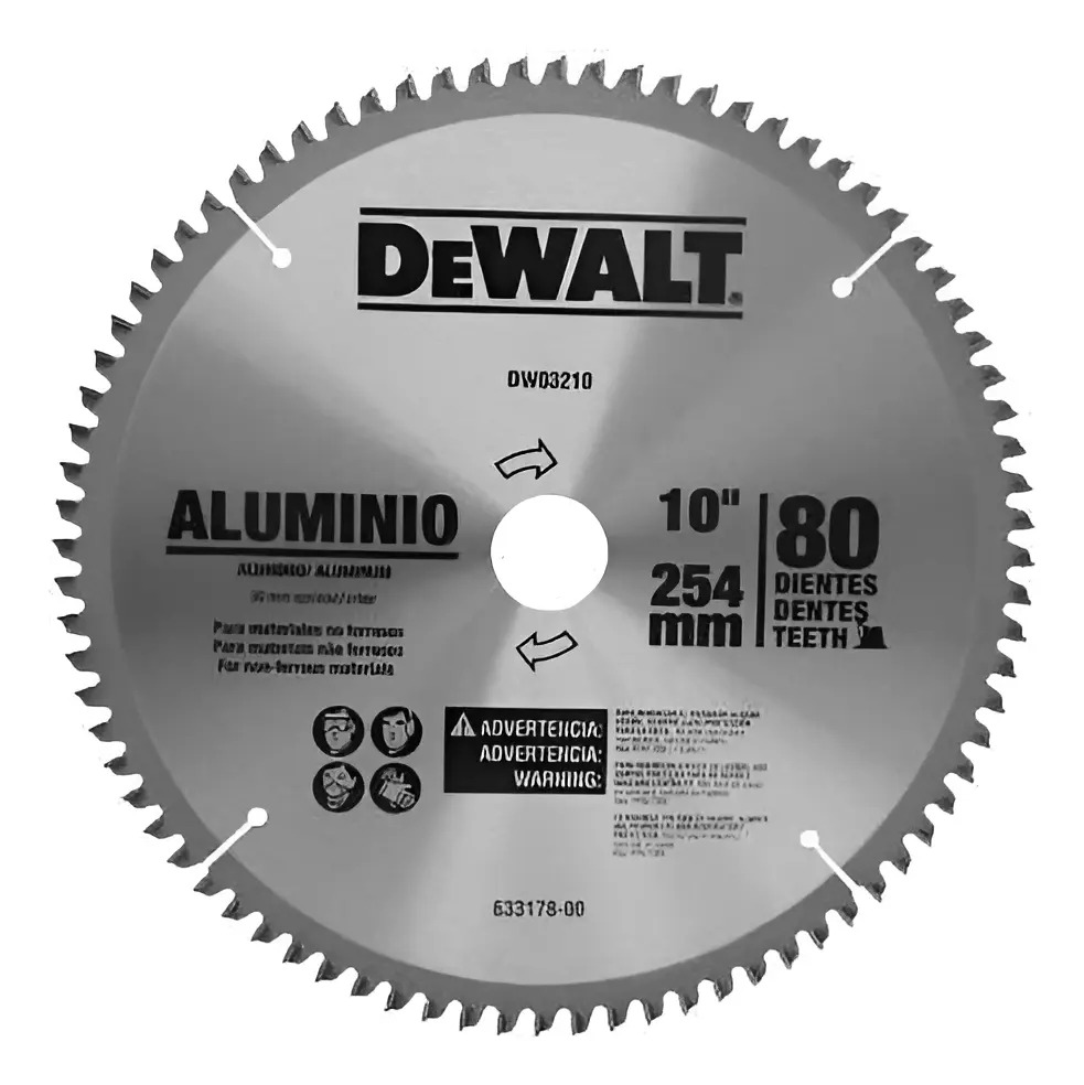 Disco 10" 80T Para Aluminio DWA03210 Dewalt para Corte y Desbaste