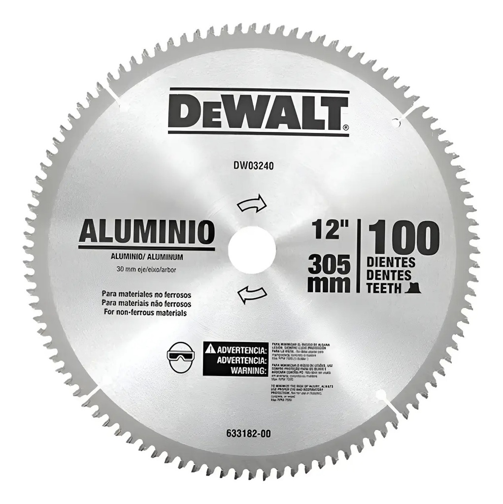 Disco 12" 100T Aluminio DW03240 Dewalt para Corte y Desbaste