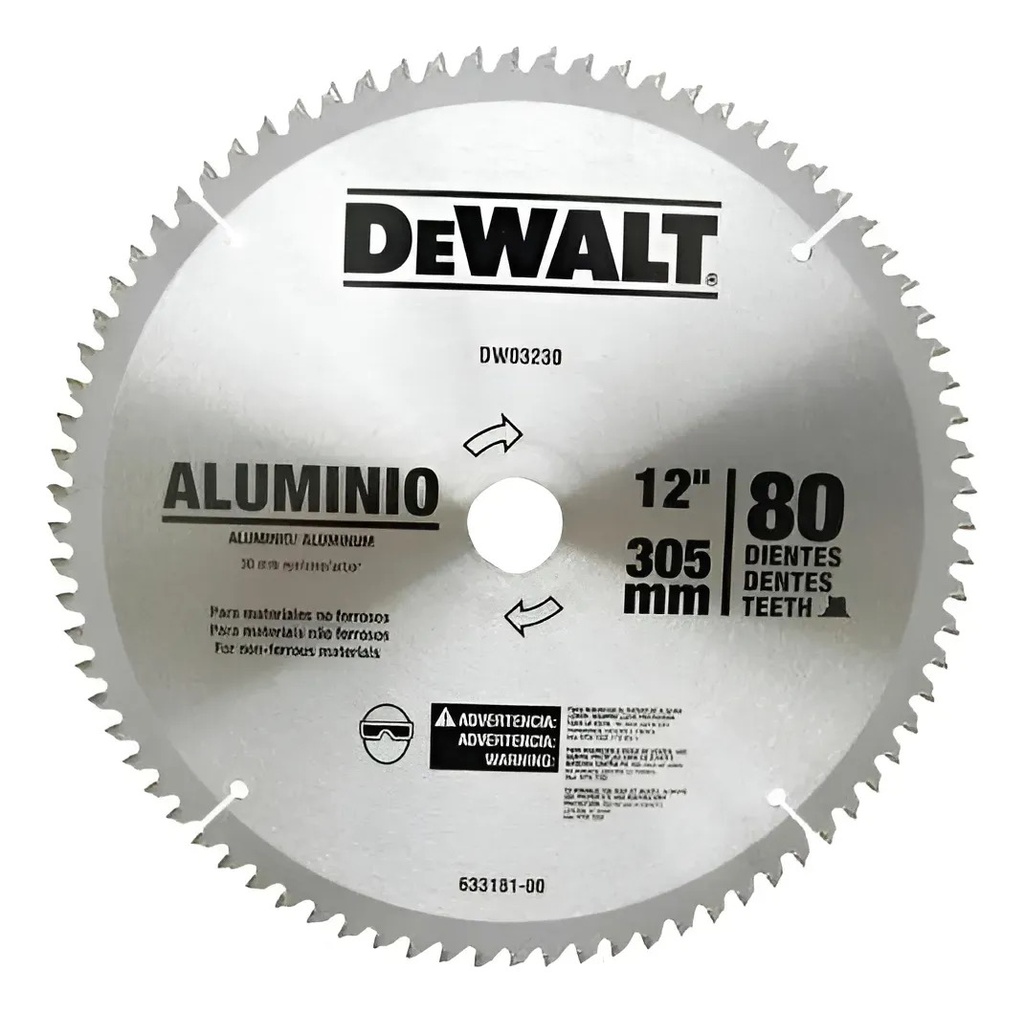 Disco 12" 80T Para Aluminio DWA03230 Dewalt para Corte y Desbaste