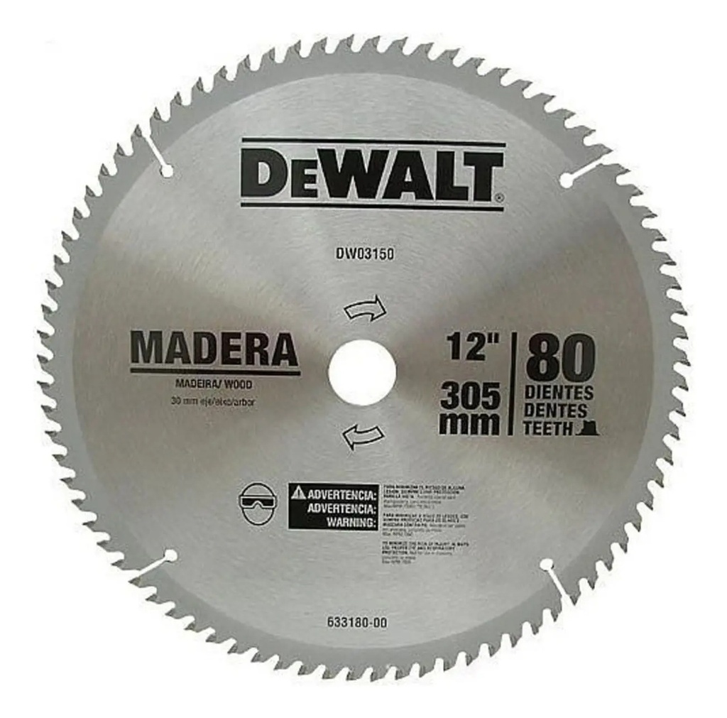 Disco 12" 80T Para Madera DW03150 Dewalt para Corte y Desbaste