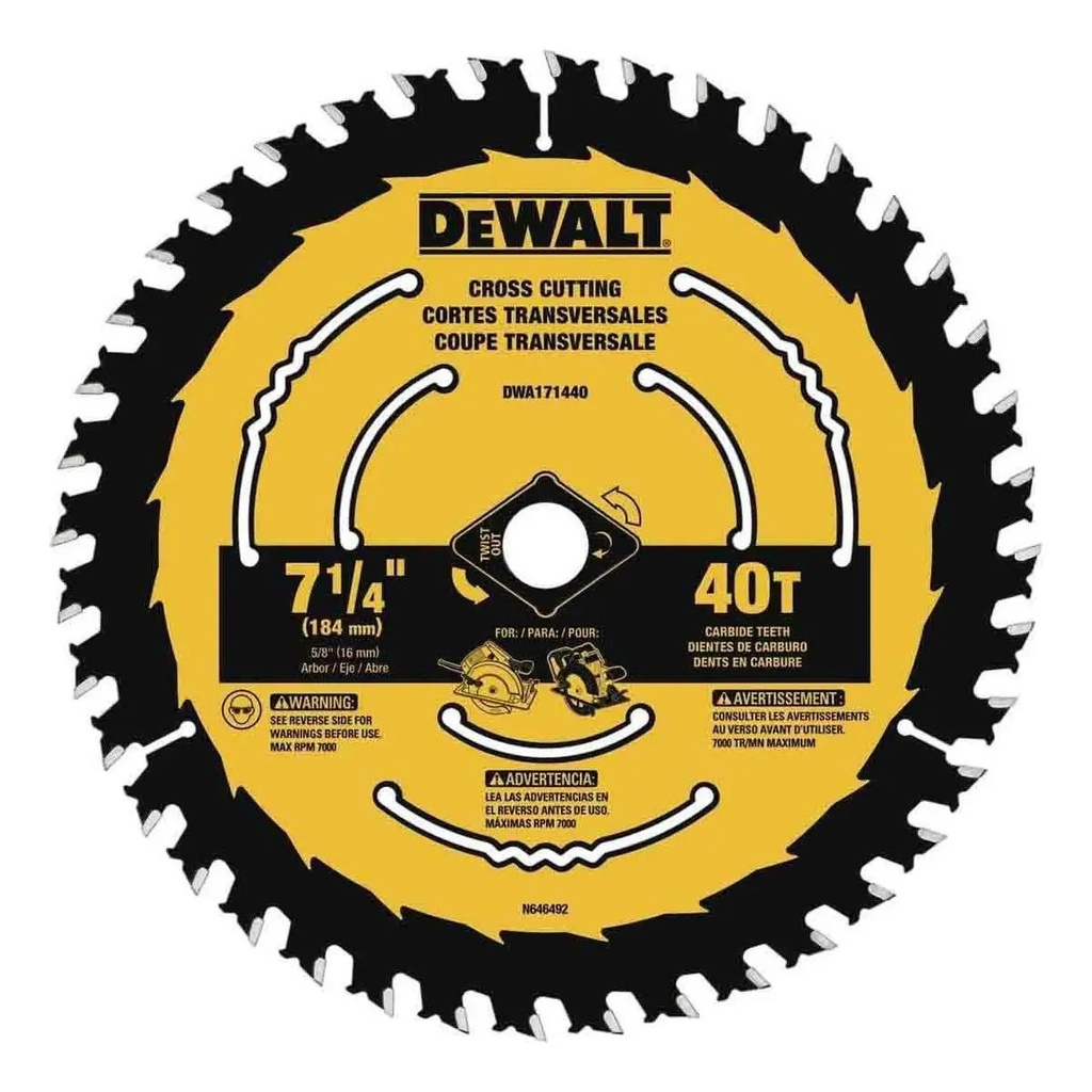 Disco 7-1/4" 40T DWA171440 Dewalt para Corte y Desbaste