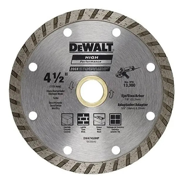 Disco Turbo 4-1/2" DW47450HP Dewalt para Corte y Desbaste