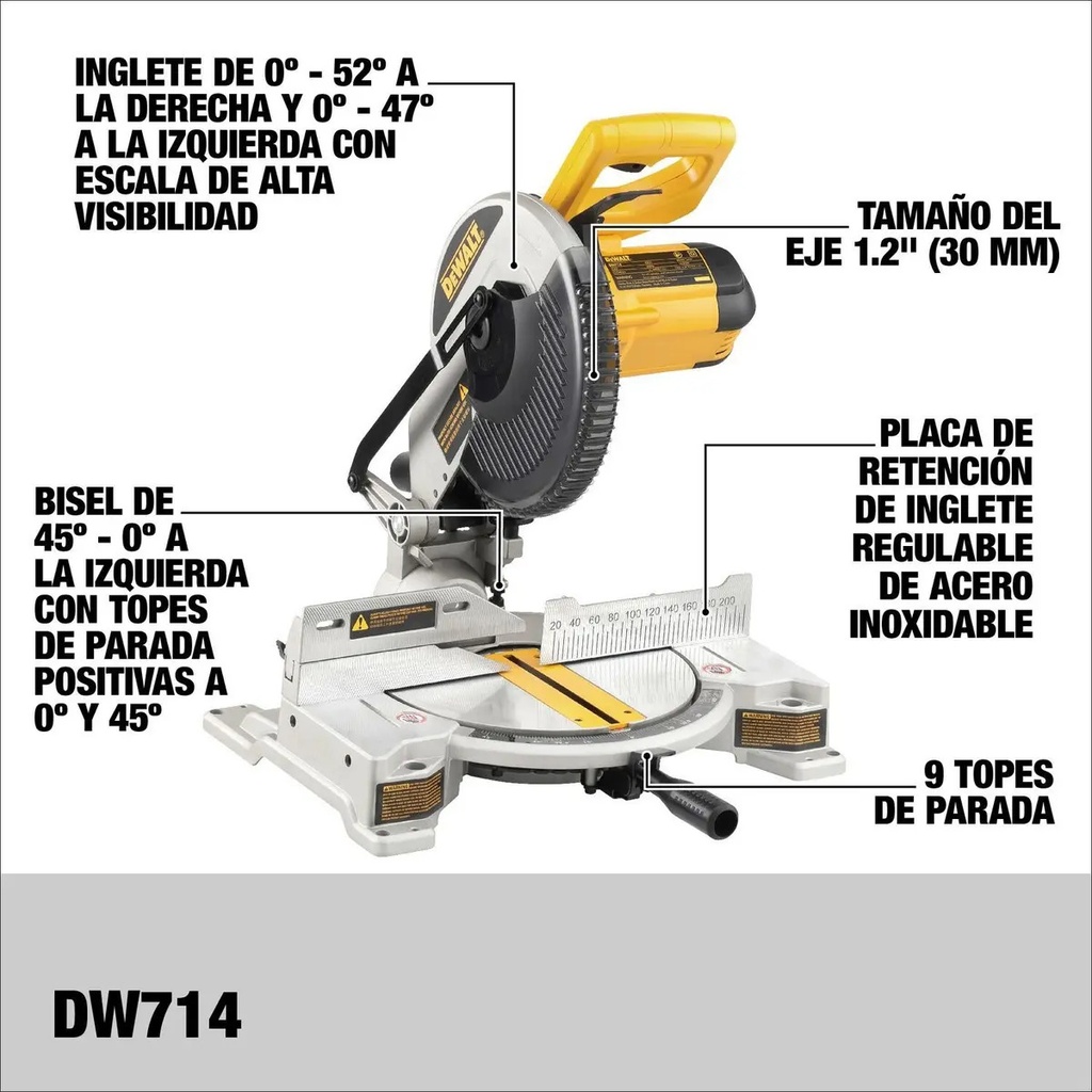 Sierra Inglete 10" 1550W DW714 Dewalt para Corte de Precisión