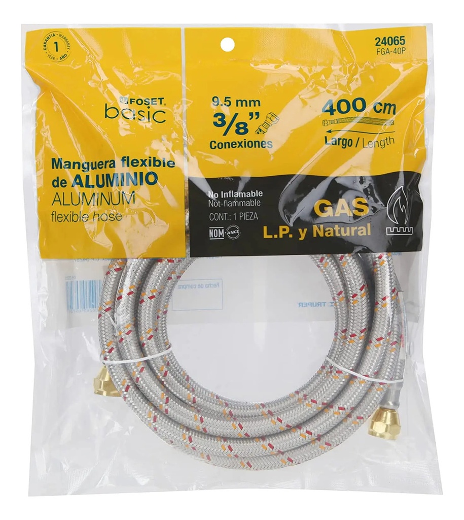 Manguera Gas Alum 4MT Foset FGA40P para Instalación Hidráulica