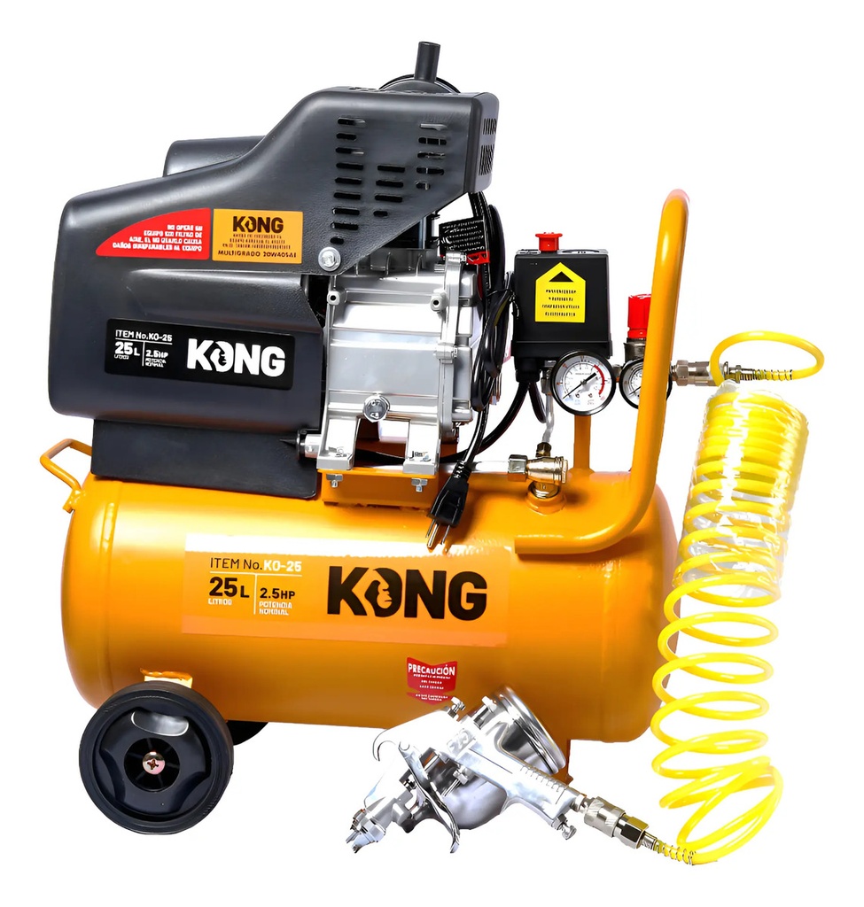 Compresor 2.5HP 25LTS Kong Con Kit KO25 para Taller
