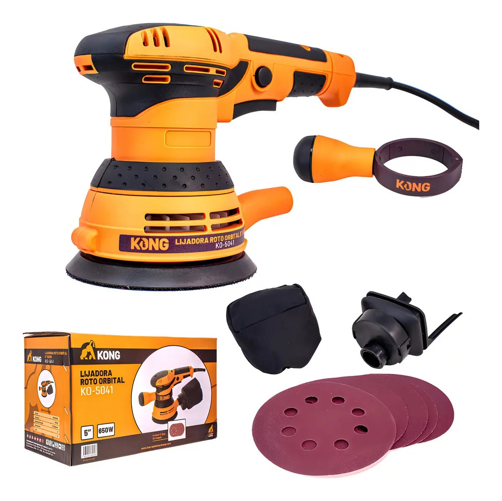Lijadora Orbital 5" 650W Kong KO5041 para Lijar Madera