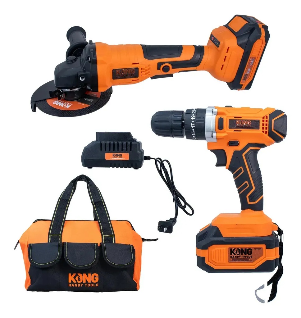 Taladro Imp + Esmeril 4-1/2 21V Kong KO102K para Taller