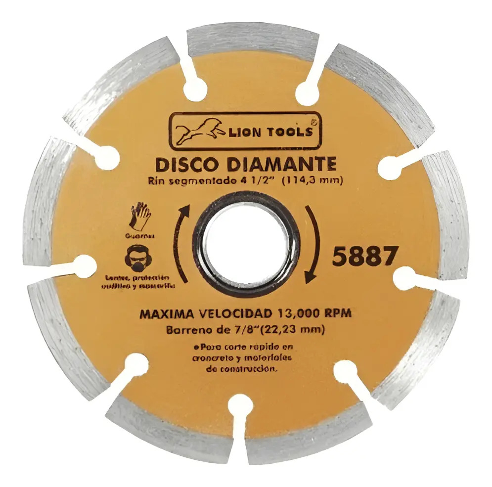 Disco 4-1/2" Diam Seg Lion 5887 Lion Tools para Corte y Desbaste