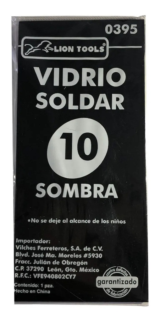 Vidrio Soldar 10 Sombras Lion 0395 Lion Tools para Soldar