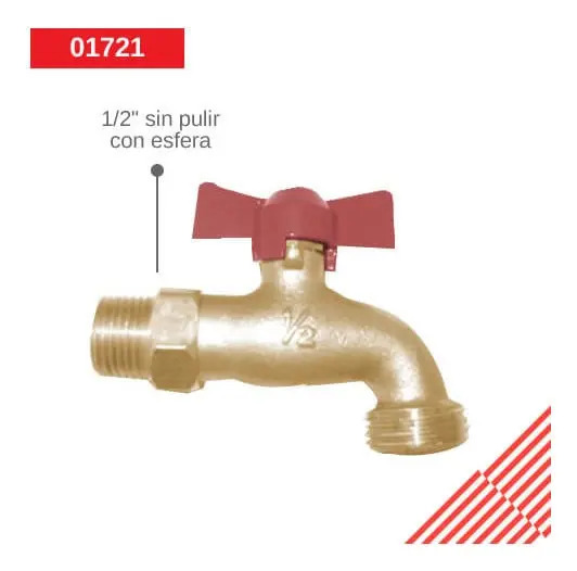 Llave Jardin Sin Pulir 1/2 Con Esfera Metalflu para Taller