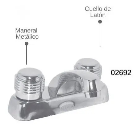 [BE-B02692] Mezcladora Lavabo Maneral Ares Metalflu para Instalación Hidráulica