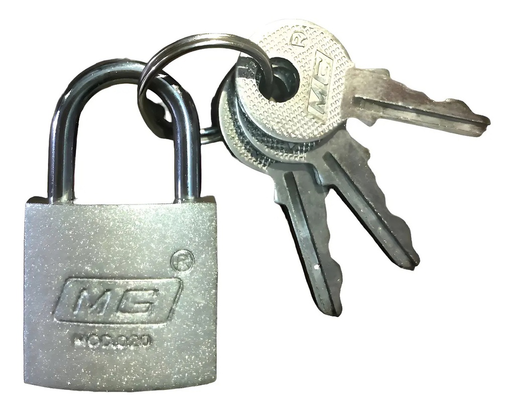 [BE-164205] Candado Mg Corto MG020 Plata para Seguridad