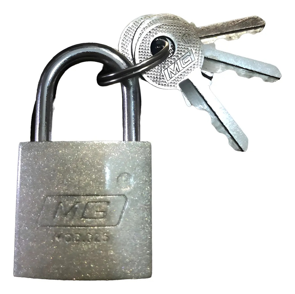 [BE-164304] Candado Mg Corto MG025 Plata para Seguridad