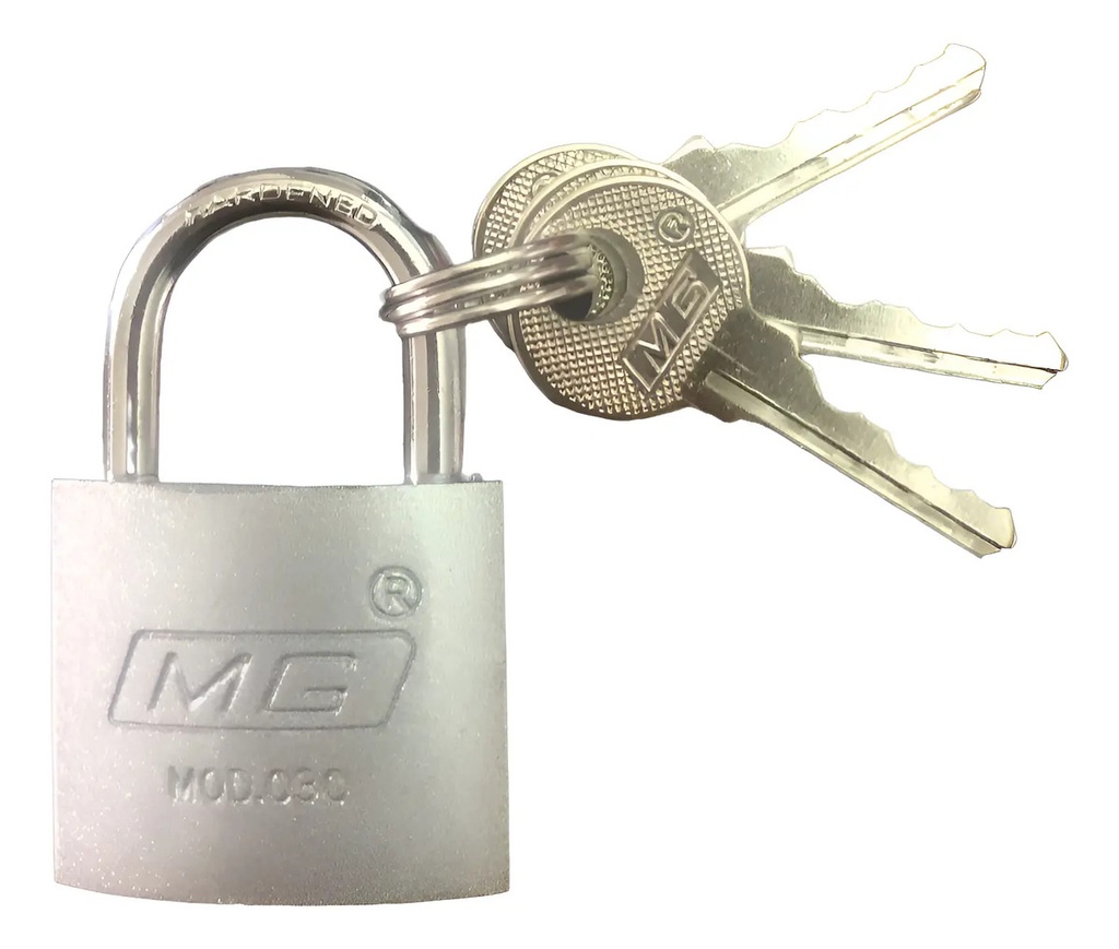 [BE-164403] Candado Mg Corto MG030 Plata para Seguridad