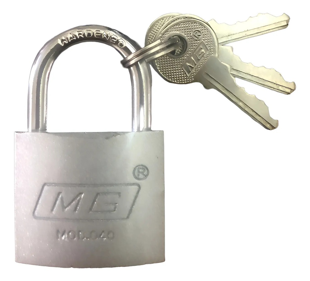 [BE-164502] Candado Mg Corto MG040 Plata para Seguridad