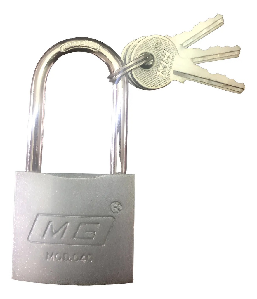[BE-164908] Candado Mg Largo MG040GL Plata para Seguridad