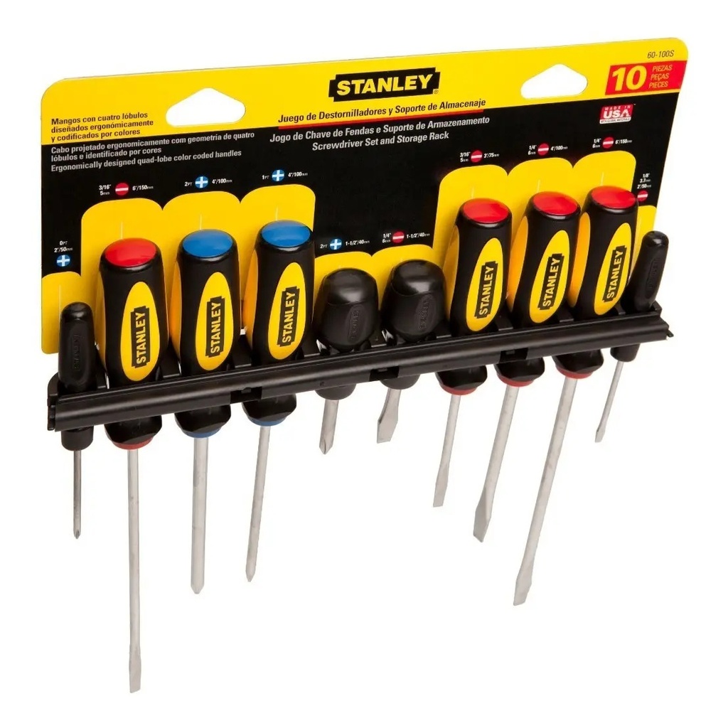 [BE-B01008] Desarmadores 10PZAS 60100S Stanley para Taller
