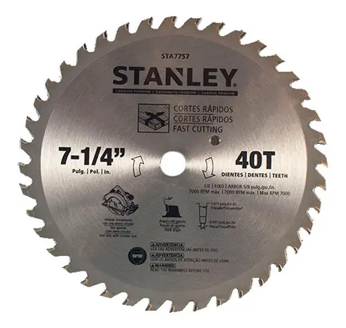 [BE-88875] Disco 7-1/4" 40T Para Madera ST7757 Stanley para Corte y Desbaste