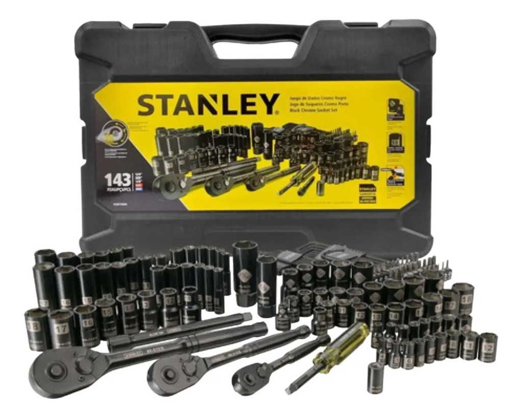 [BE-40845] Juego De Dados 143PZAS Negro STMT74084 Stanley para Taller