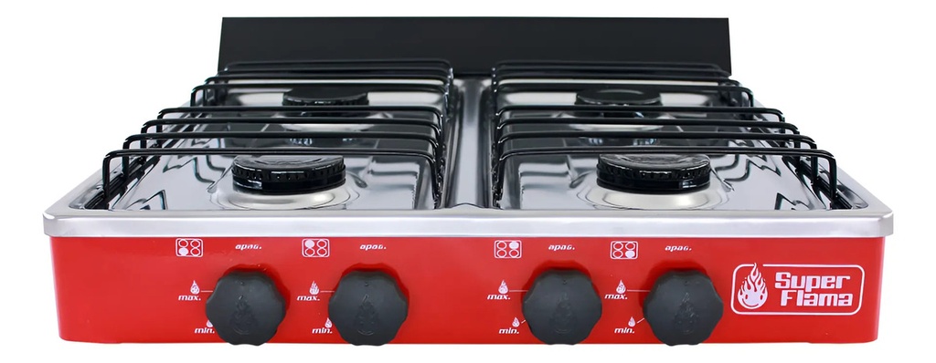 [BE-22495] Estufa Supra 4Q Cub/acero Rojo 4QCAR para Cocina