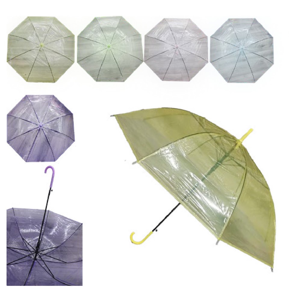 [EB-UB8825] Paraguas Infantil Transparente Liso 50 cm 8 Varillas Caja 100 pzas