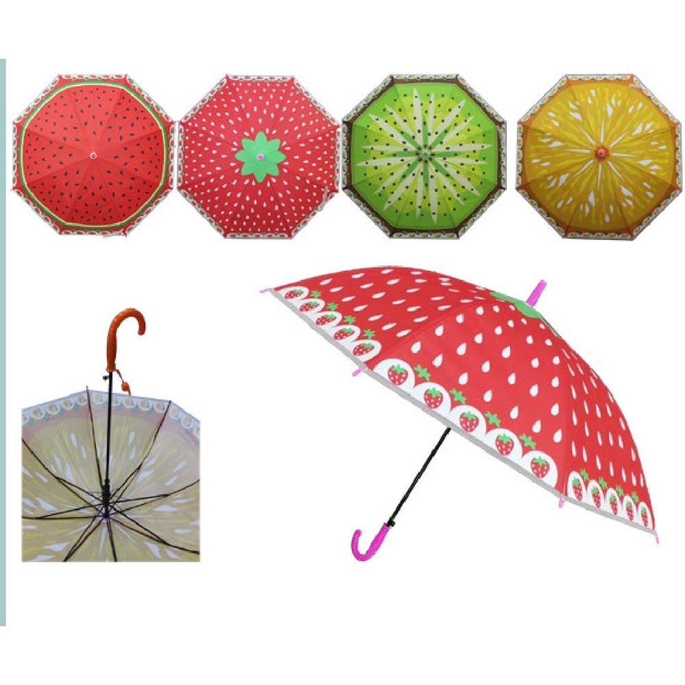 [EB-UB8832] Paraguas Infantil Diseño Frutas 50 cm con Silbato Caja 120 pzas