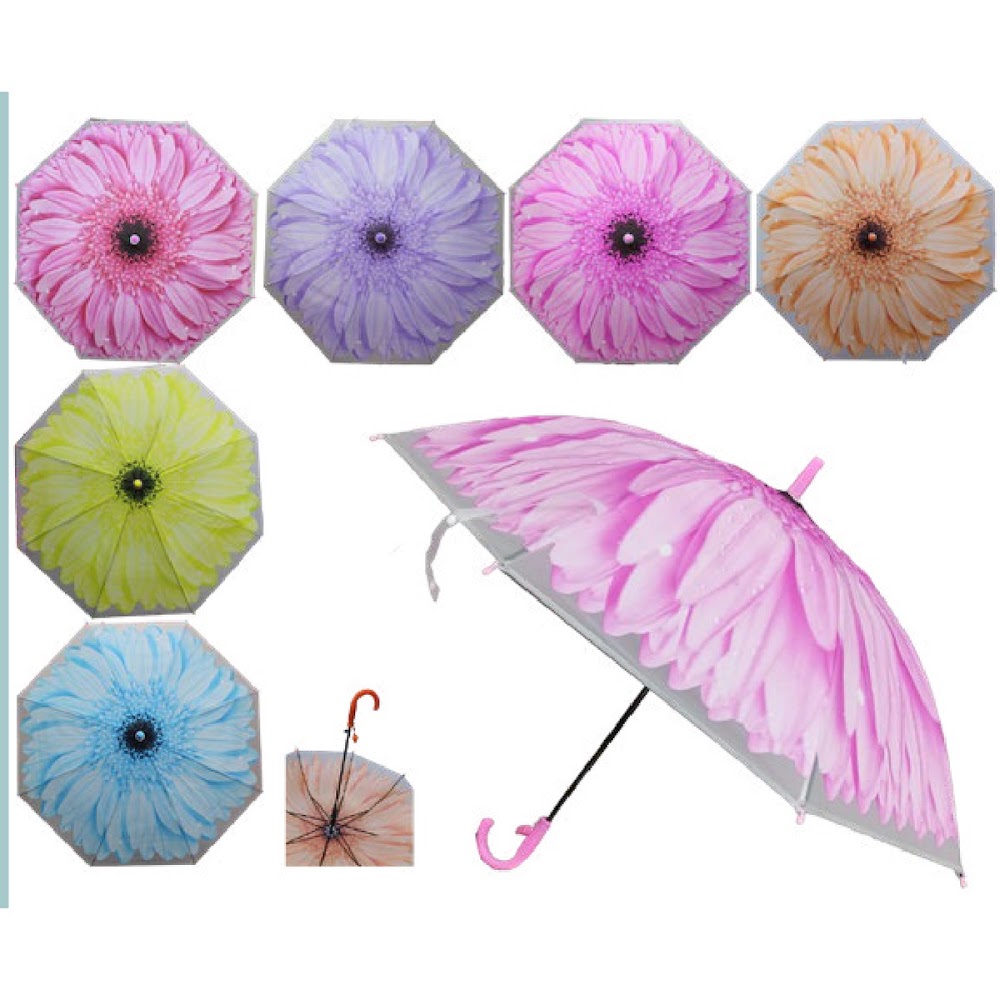 [EB-UB8824] Paraguas Infantil Diseño Flor 50 cm con Silbato Caja 100 pzas