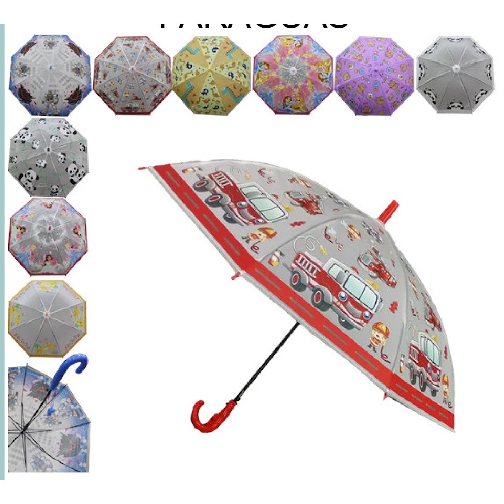 [EB-UB8854] Paraguas Infantil Transparente Estampado 50 cm para Niño Caja 100 pzas