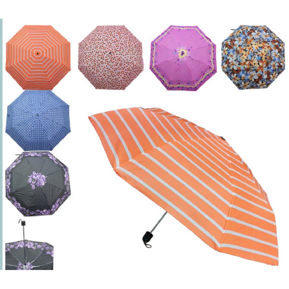 [EB-UB8797] Paraguas Mini Plegable Diseño Flores 53 cm 8 Varillas Caja 100 pzas