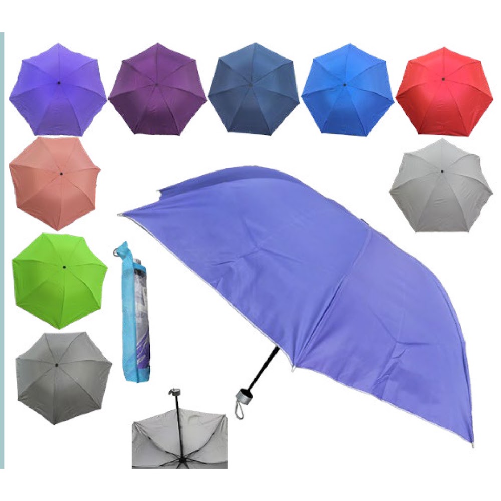 [EB-UB8848] Paraguas Plegable Colores Lisos 53.5 cm con Funda Caja 100 pzas