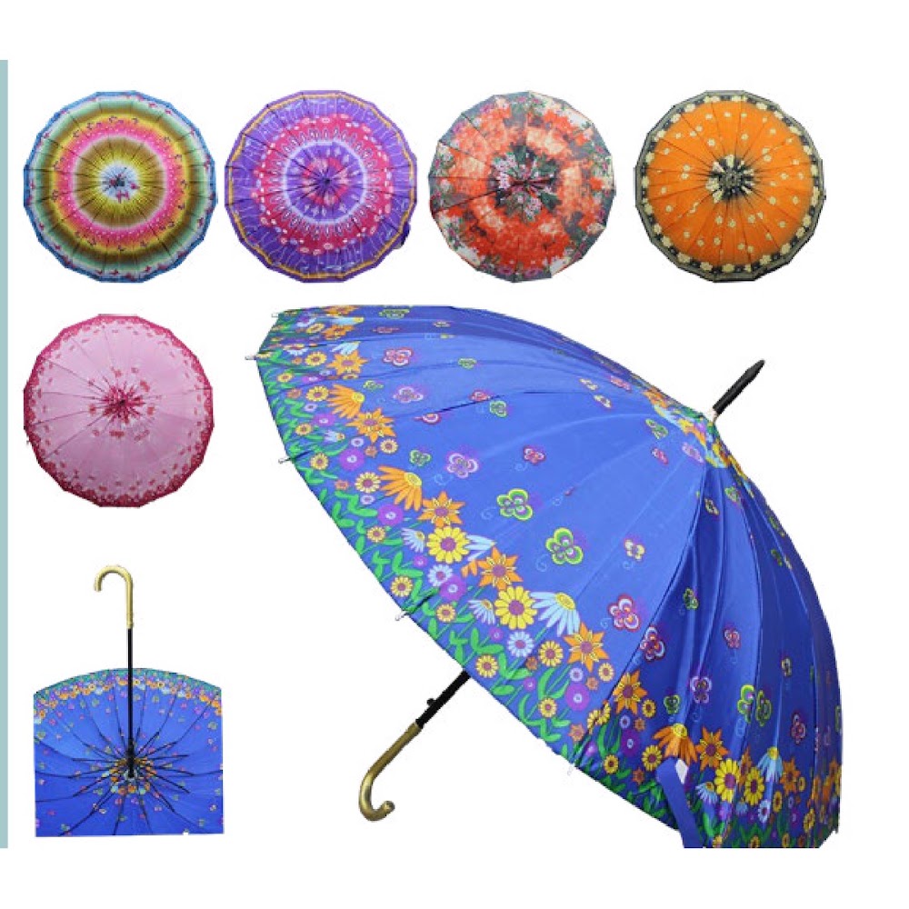 [EB-UB8805] Paraguas Satinado 16 Varillas 55 cm Estampado Floral Caja 60 pzas