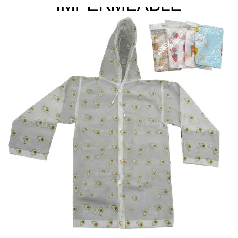 [EB-UB8767] Impermeable Infantil con Botones Diseños Surtidos y Capucha Caja 200 pzas
