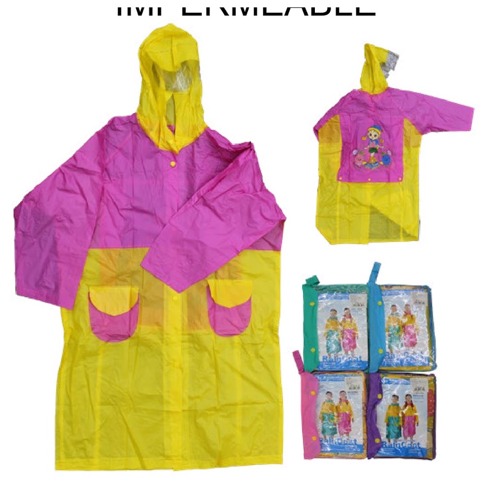 [EB-UB8776] Impermeable Infantil Bicolor con Espacio para Mochila Caja 200 pzas