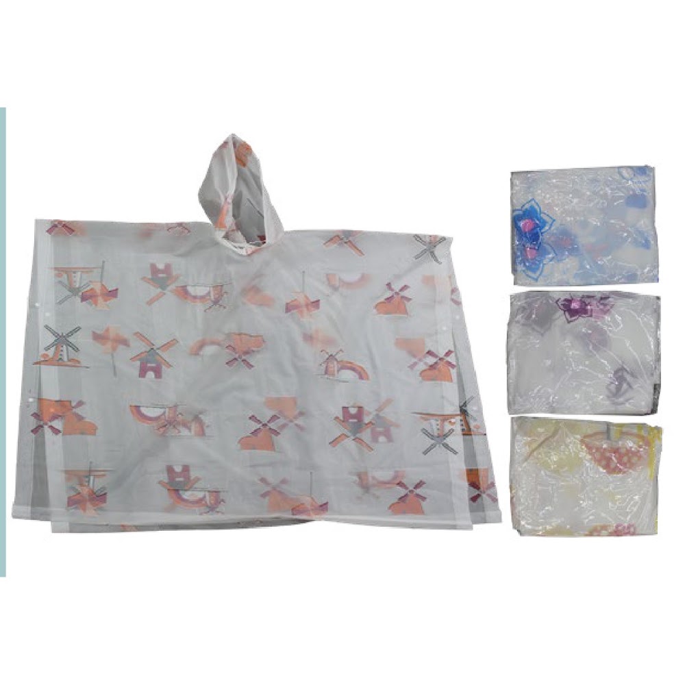 Capa Poncho Infantil Transparente Estampada con Capucha Caja 100 pzas
