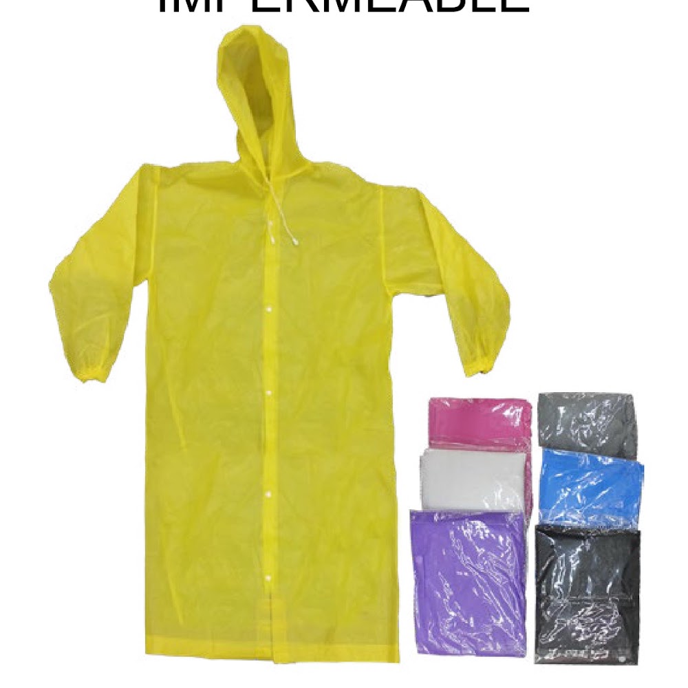 Impermeable Adulto Color Liso con Capucha Unitalla Caja 200 pzas