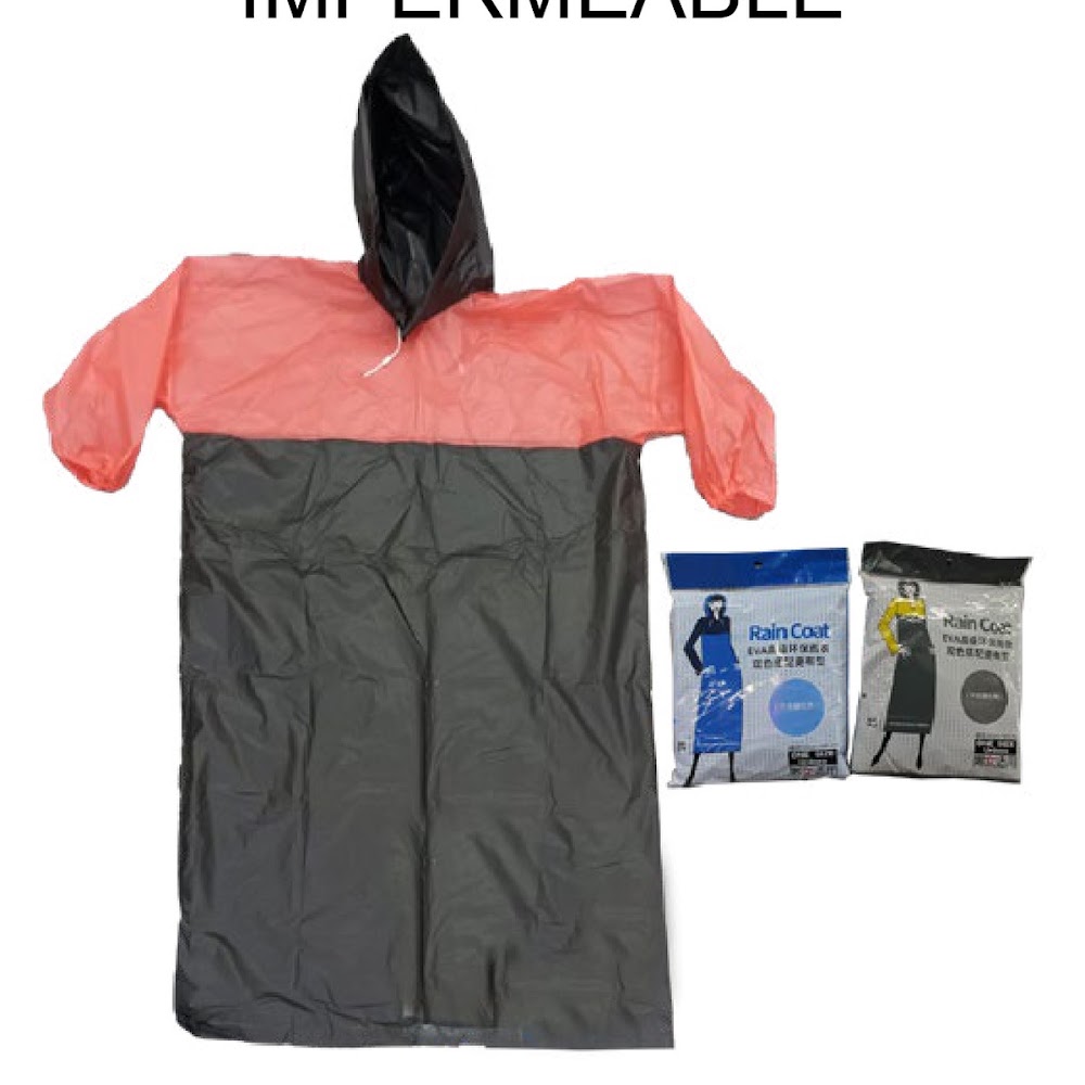 [EB-UB8774] Impermeable Adulto Bicolor Colores Surtidos con Capucha Caja 100 pzas