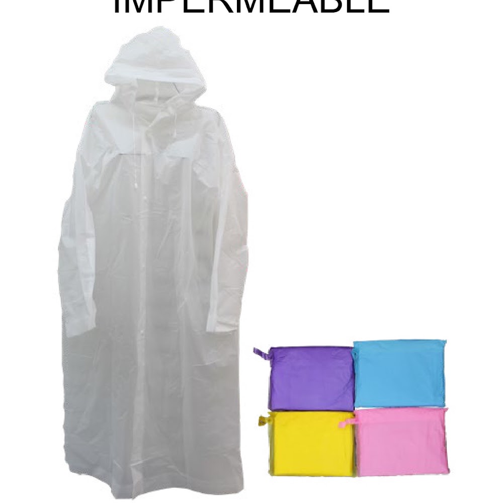 Impermeable PVC Adulto Color Liso Tallas L XL y XXL Caja 200 pzas
